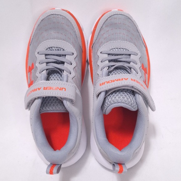 Under Armour Assert 10 AC Kids Running Shoes Sz 1.5Y Gray Orange Sneakers Strap - Picture 7 of 10